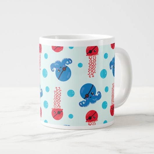 Pirate Octopus, Pirate Jellyfish, Zee Animals Grote Koffiekop (Voorkant rechts)