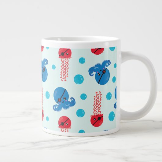 Pirate Octopus, Pirate Jellyfish, Zee Animals Grote Koffiekop (Rechts)