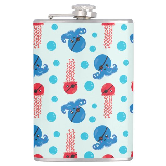 Pirate Octopus, Pirate Jellyfish, Zee Animals Heupfles (Voorkant)