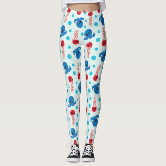 Pirate Octopus, Pirate Jellyfish, Zee Animals Leggings (Voorkant)