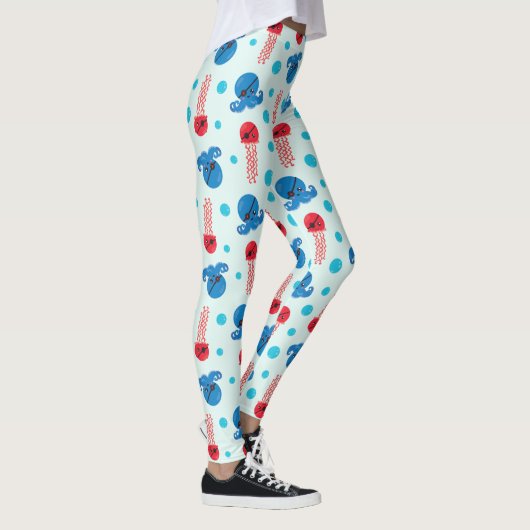 Pirate Octopus, Pirate Jellyfish, Zee Animals Leggings (Rechts)