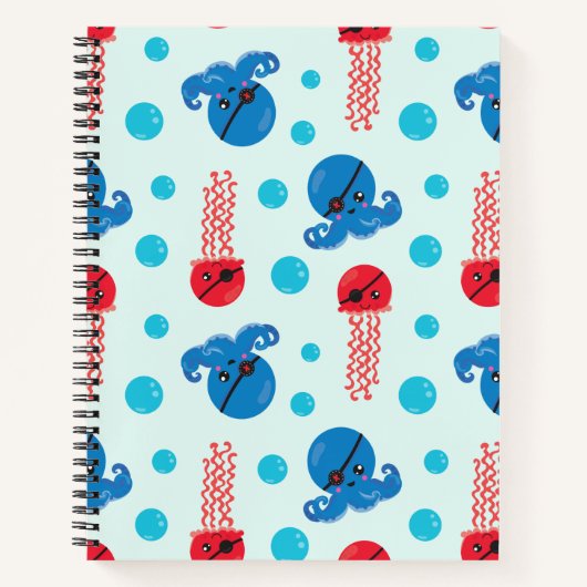 Pirate Octopus, Pirate Jellyfish, Zee Animals Notitieboek (Voorkant)