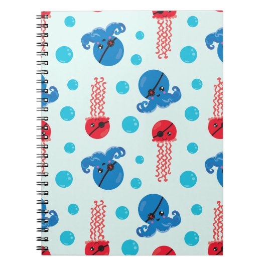 Pirate Octopus, Pirate Jellyfish, Zee Animals Notitieboek (Voorkant)