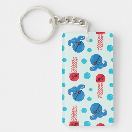 Pirate Octopus, Pirate Jellyfish, Zee Animals Sleutelhanger (Voorkant)