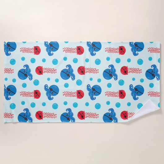 Pirate Octopus, Pirate Jellyfish, Zee Animals Strandlaken (Voorkant)