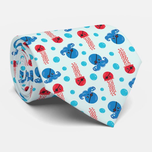 Pirate Octopus, Pirate Jellyfish, Zee Animals Stropdas (Opgerold)