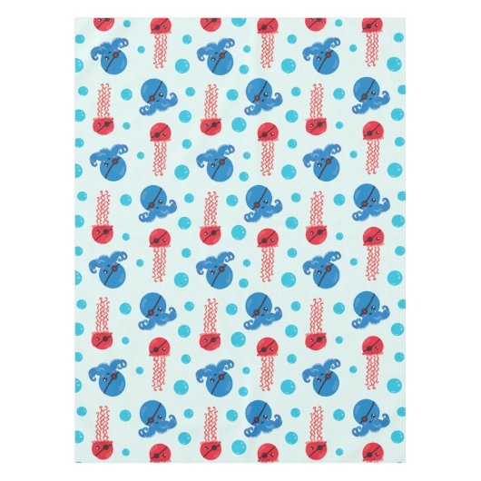 Pirate Octopus, Pirate Jellyfish, Zee Animals Tafelkleed (Voorkant)