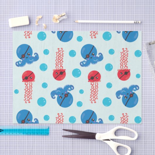 Pirate Octopus, Pirate Jellyfish, Zee Animals Tissuepapier (Craft)