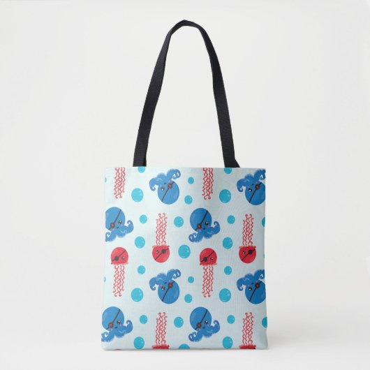 Pirate Octopus, Pirate Jellyfish, Zee Animals Tote Bag (Voorkant)