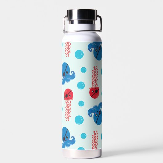 Pirate Octopus, Pirate Jellyfish, Zee Animals Waterfles (Achterkant)