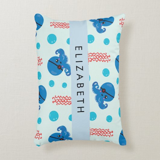 Pirate Octopus, Pirate Jellyfish, Zee, Jouw naam Accent Kussen (Voorkant(Verticaal))