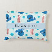 Pirate Octopus, Pirate Jellyfish, Zee, Jouw naam Accent Kussen (Achterkant)