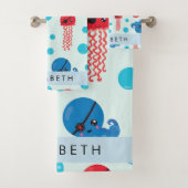 Pirate Octopus, Pirate Jellyfish, Zee, Jouw naam Bad Handdoek (Insitu)