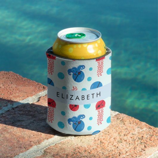 Pirate Octopus, Pirate Jellyfish, Zee, Jouw naam Blikjeskoeler (Insitu Zwembad)