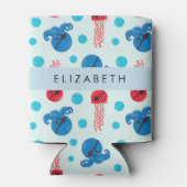 Pirate Octopus, Pirate Jellyfish, Zee, Jouw naam Blikjeskoeler (Achterkant)