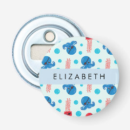 Pirate Octopus, Pirate Jellyfish, Zee, Jouw naam Button Flesopener