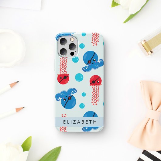 Pirate Octopus, Pirate Jellyfish, Zee, Jouw naam Case-Mate iPhone Case