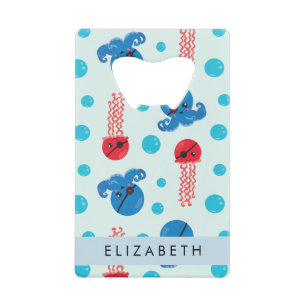 Pirate Octopus, Pirate Jellyfish, Zee, Jouw naam Creditkaart Flessenopener