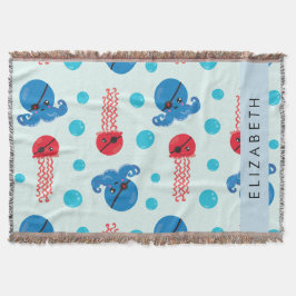 Pirate Octopus, Pirate Jellyfish, Zee, Jouw naam Deken