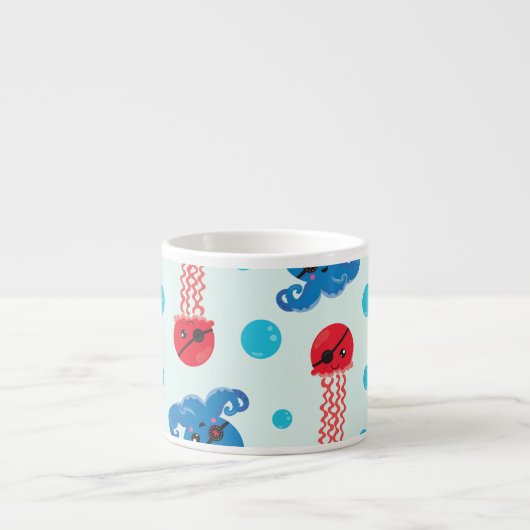 Pirate Octopus, Pirate Jellyfish, Zee, Jouw naam Espresso Kop (Voorkant)