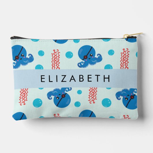 Pirate Octopus, Pirate Jellyfish, Zee, Jouw naam Etui (Achterkant)