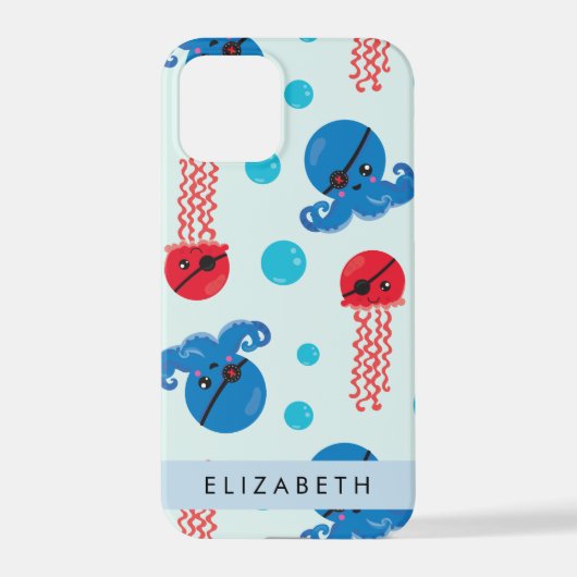 Pirate Octopus, Pirate Jellyfish, Zee, Jouw naam iPhone Hoesje (Achterkant)