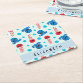 Pirate Octopus, Pirate Jellyfish, Zee, Jouw naam Kartonnen Onderzetters (Schuin)