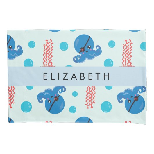 Pirate Octopus, Pirate Jellyfish, Zee, Jouw naam Kussensloop (Voorkant)