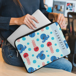 Pirate Octopus, Pirate Jellyfish, Zee, Jouw naam Laptop Sleeve
