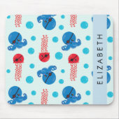 Pirate Octopus, Pirate Jellyfish, Zee, Jouw naam Muismat (Voorkant)