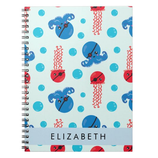 Pirate Octopus, Pirate Jellyfish, Zee, Jouw naam Notitieboek (Voorkant)