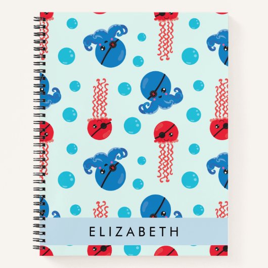 Pirate Octopus, Pirate Jellyfish, Zee, Jouw naam Notitieboek (Voorkant)