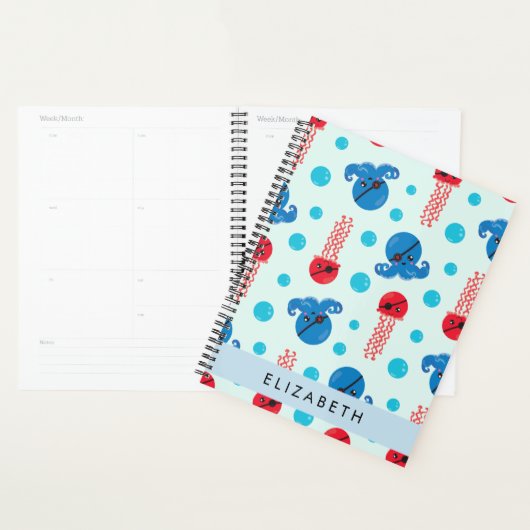 Pirate Octopus, Pirate Jellyfish, Zee, Jouw naam Planner (Display)