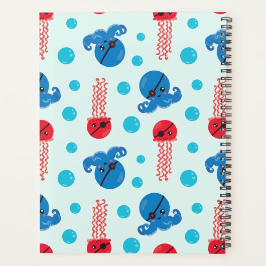 Pirate Octopus, Pirate Jellyfish, Zee, Jouw naam Planner (Achterkant)