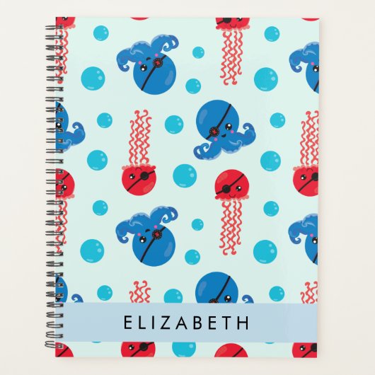 Pirate Octopus, Pirate Jellyfish, Zee, Jouw naam Planner (Voorkant)