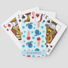 Pirate Octopus, Pirate Jellyfish, Zee, Jouw naam Pokerkaarten