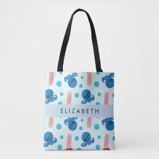 Pirate Octopus, Pirate Jellyfish, Zee, Jouw naam Tote Bag (Voorkant)