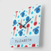 Pirate Octopus, Pirate Jellyfish, Zee, Jouw naam Vierkante Klok (Hoek)