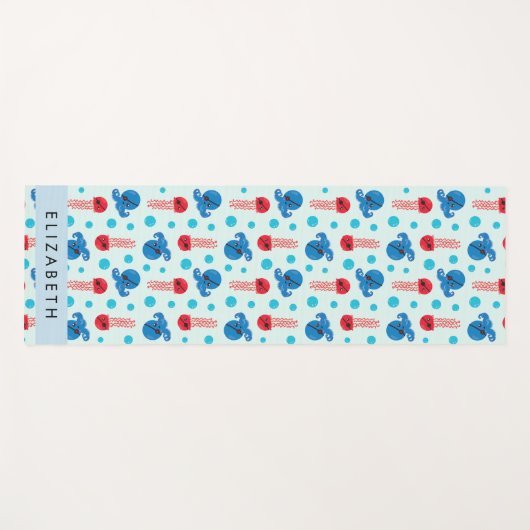 Pirate Octopus, Pirate Jellyfish, Zee, Jouw naam Yogamat (Voorkant (horizontaal))