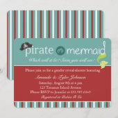 Pirate of Mermaid Gender onthullen Baby shower Inv Kaart (Voorkant / Achterkant)