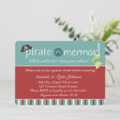 Pirate of Mermaid Gender onthullen Baby shower Inv Kaart (Staand voorkant)