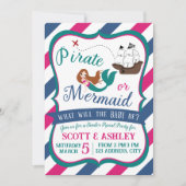 Pirate of Mermaid Gender Reveal Party Uitnodiging (Voorkant)