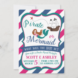 Pirate of Mermaid Gender Reveal Party Uitnodiging
