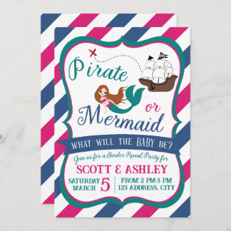 Pirate of Mermaid Gender Reveal Party Uitnodiging