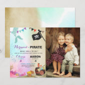 Pirate of Zeemeermin uitnodiging voor verjaardag B (Voorkant / Achterkant)