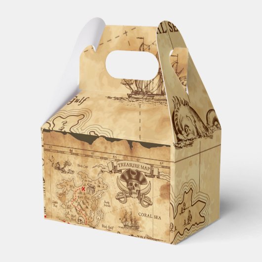 Pirate Old  Treasure Map Birthday Party Bedankdoosjes (Voorkant Zijde)