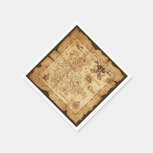 Pirate Old Treasure Map Birthday Party Servetten (Hoek)