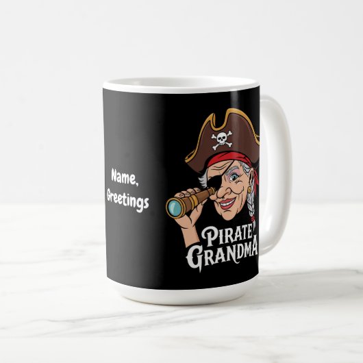 Pirate Oma Grappige Grootmoeder Halloween Kostuum Koffiemok (Voorkant rechts)