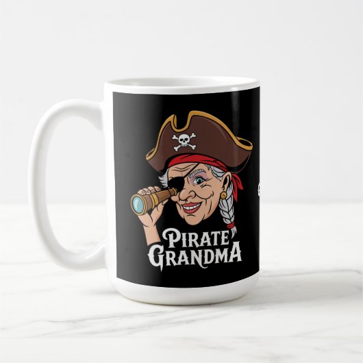 Pirate Oma Grappige Grootmoeder Halloween Kostuum Koffiemok (Links)