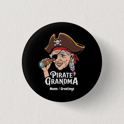 Pirate Oma Grappige Grootmoeder Halloween Kostuum Ronde Button 3,2 Cm (Voorkant)